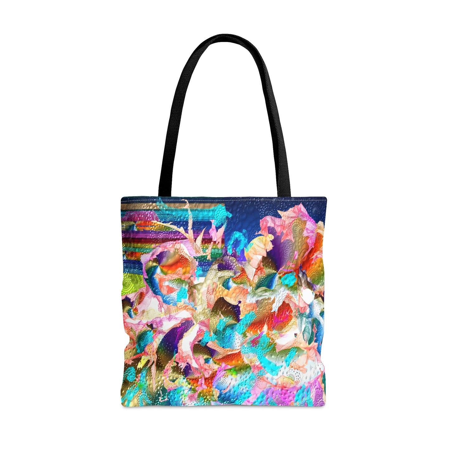 colourful whimsical flower explosion art tote bag