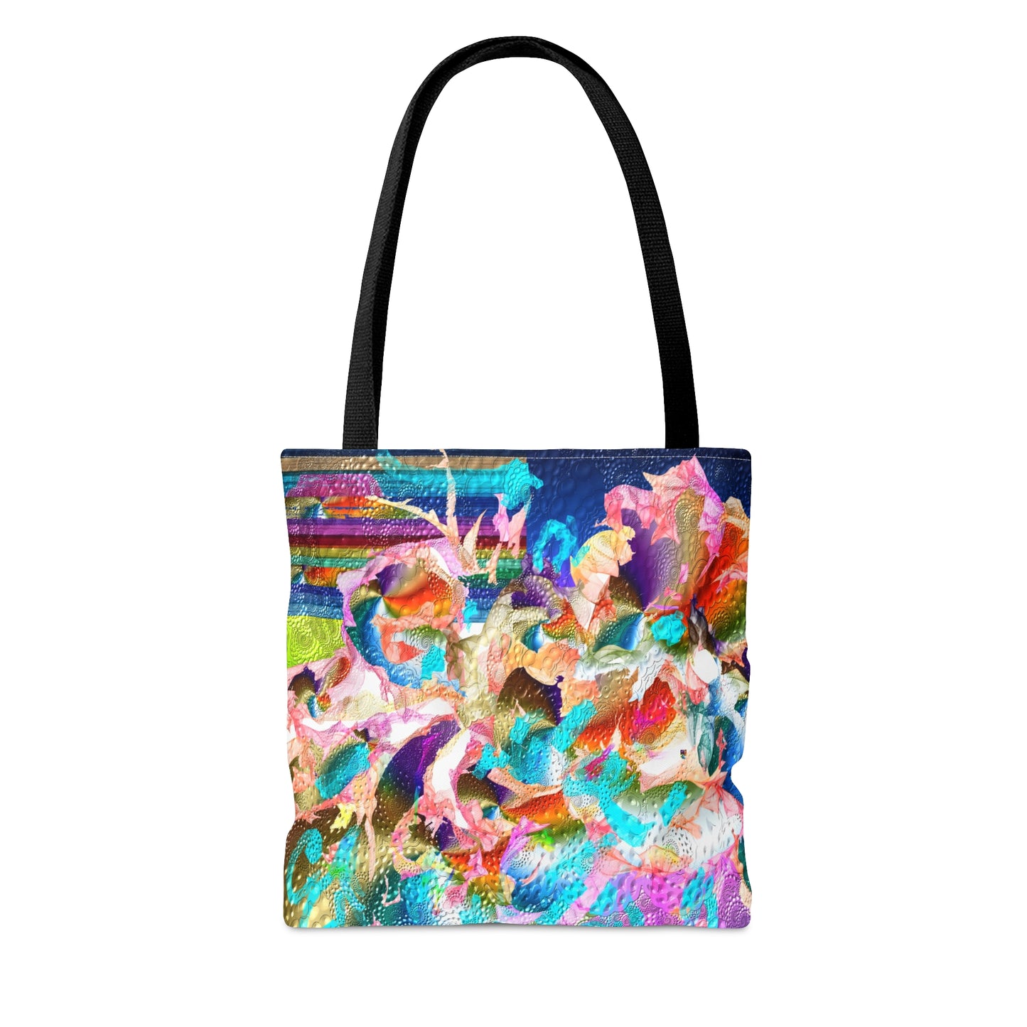 colourful whimsical flower explosion art tote bag