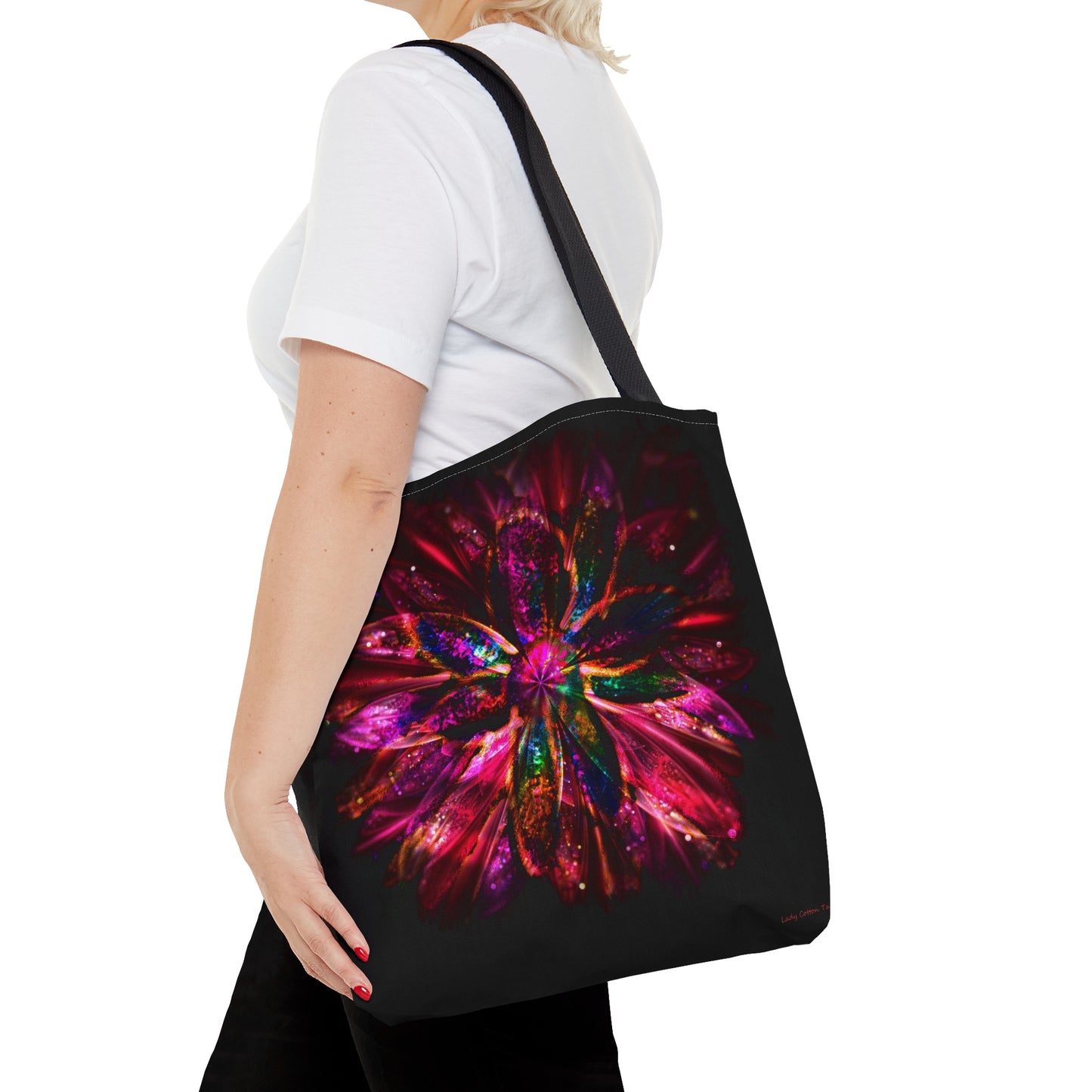 Whimsical neon pink flower art Tote Bag