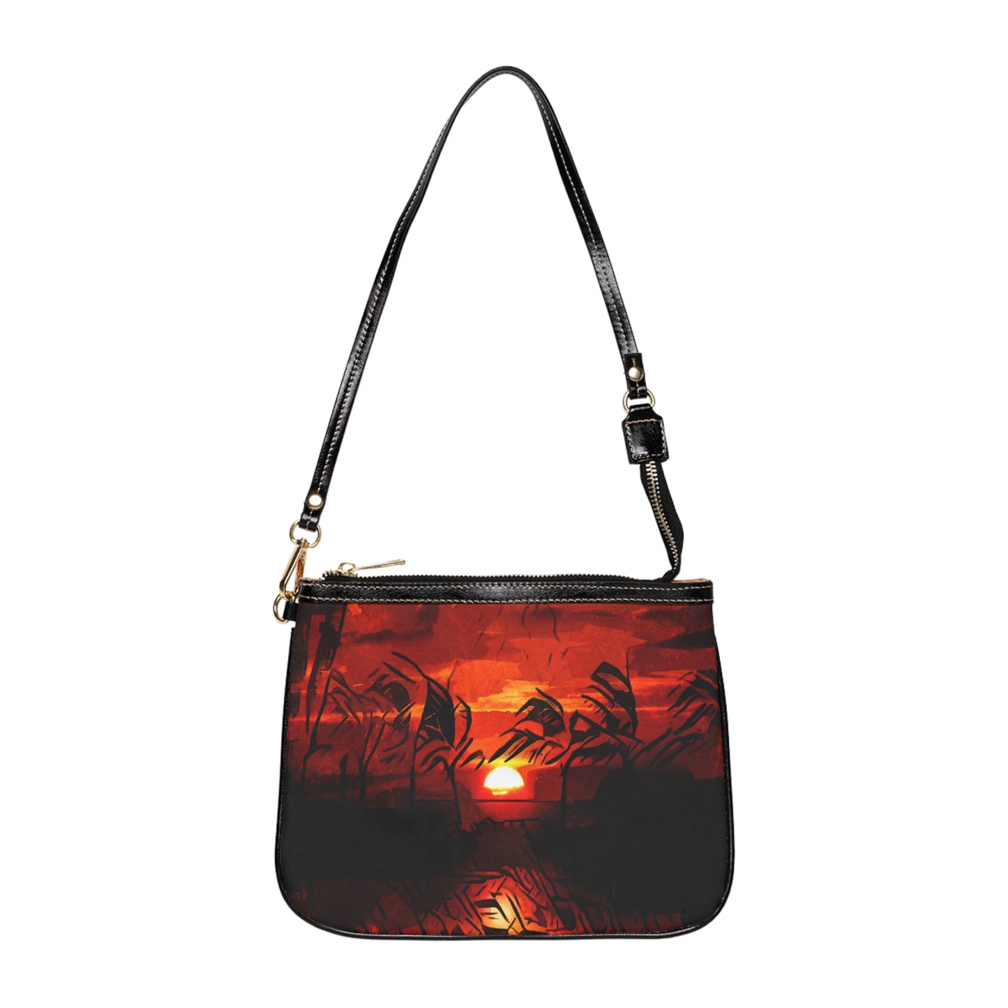 Beach sunset artwork small shoulder bag