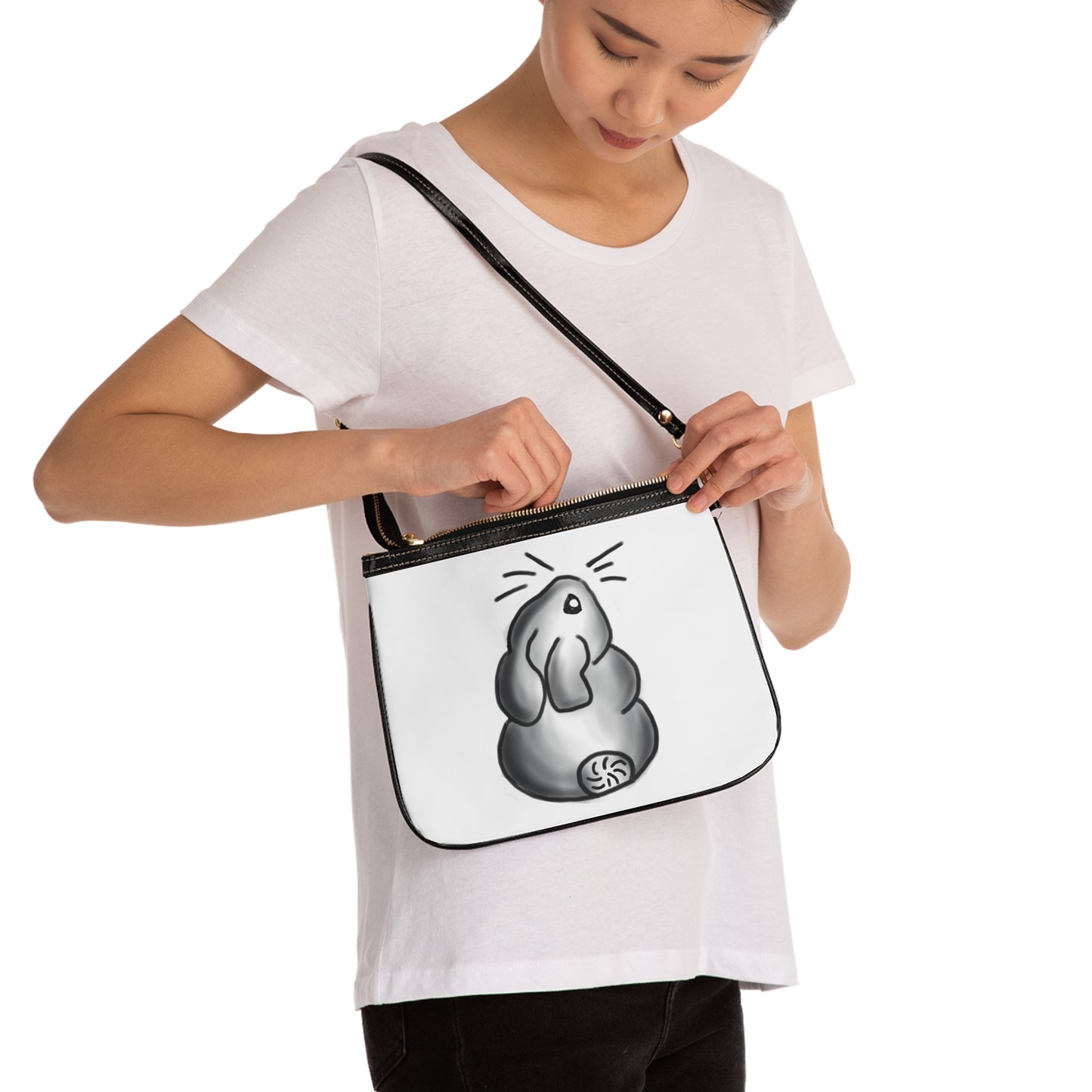 Black and grey bunny art Small Shoulder Bag