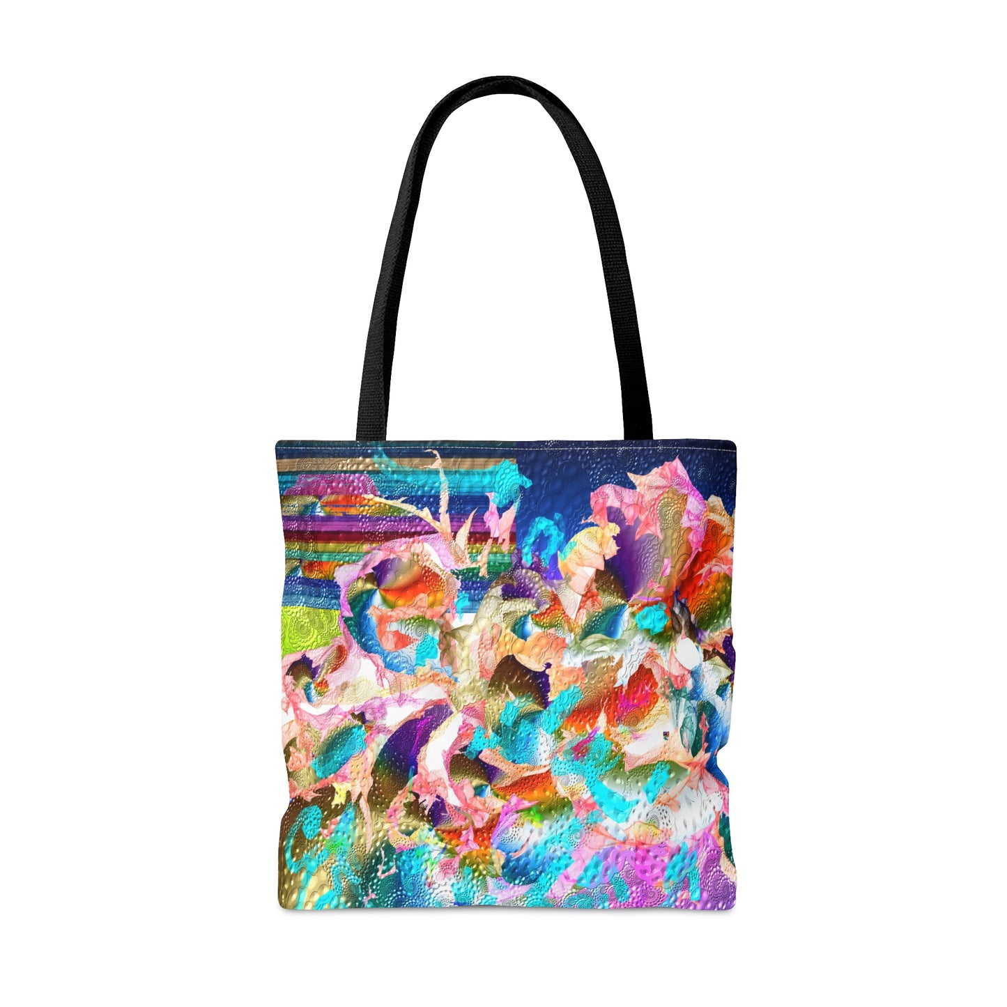colourful whimsical flower explosion art tote bag