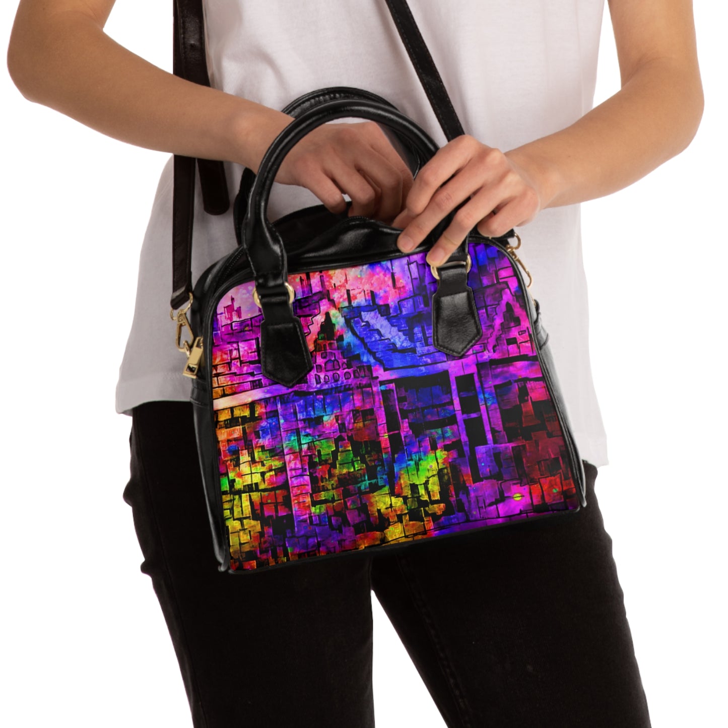 Bottle house art Shoulder Handbag