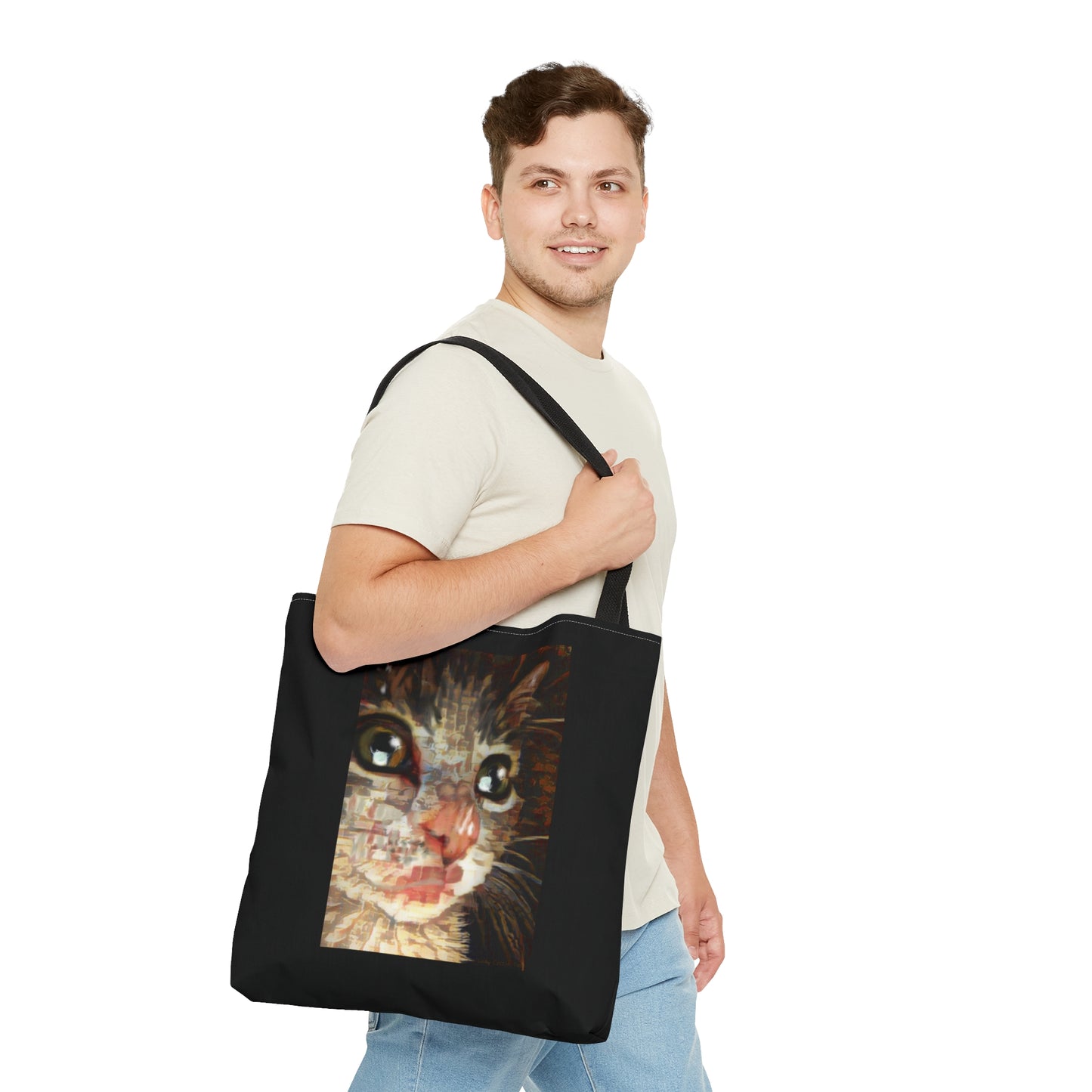 Impressionism cat art tote bag