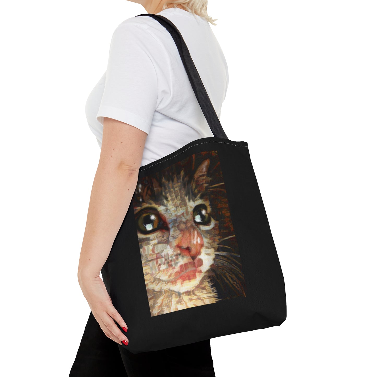 Impressionism cat art tote bag