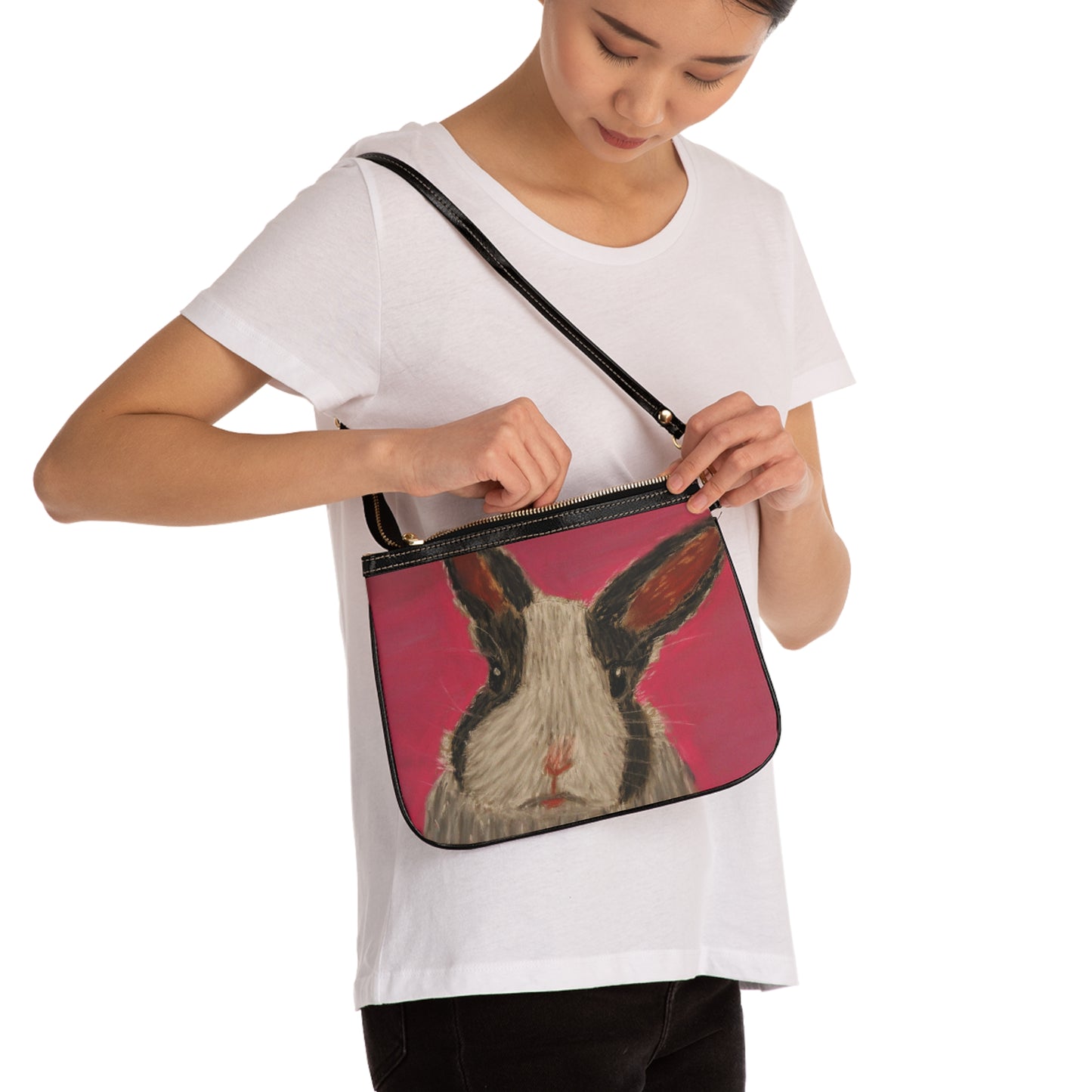 Dutch bunny pastel art small shoulder bag