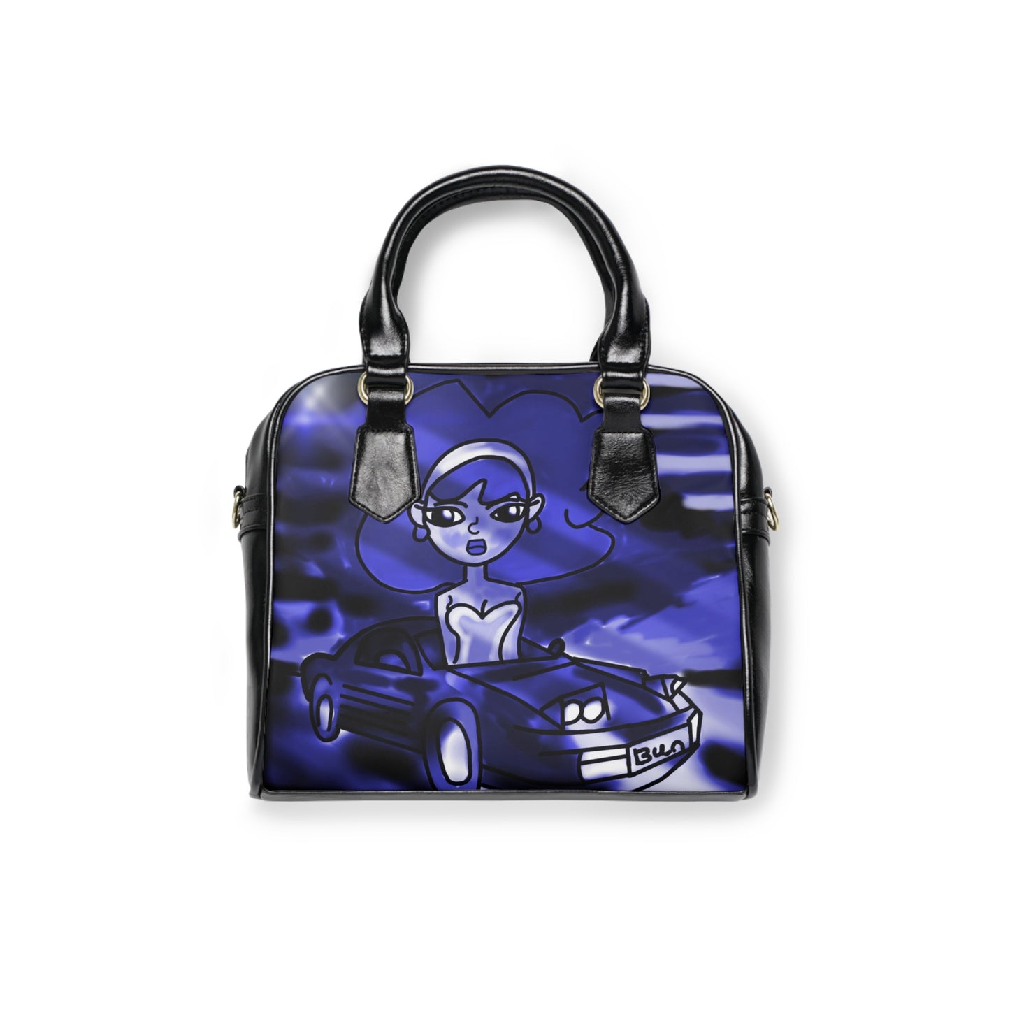 Retro hotrod girl art shoulder handbag
