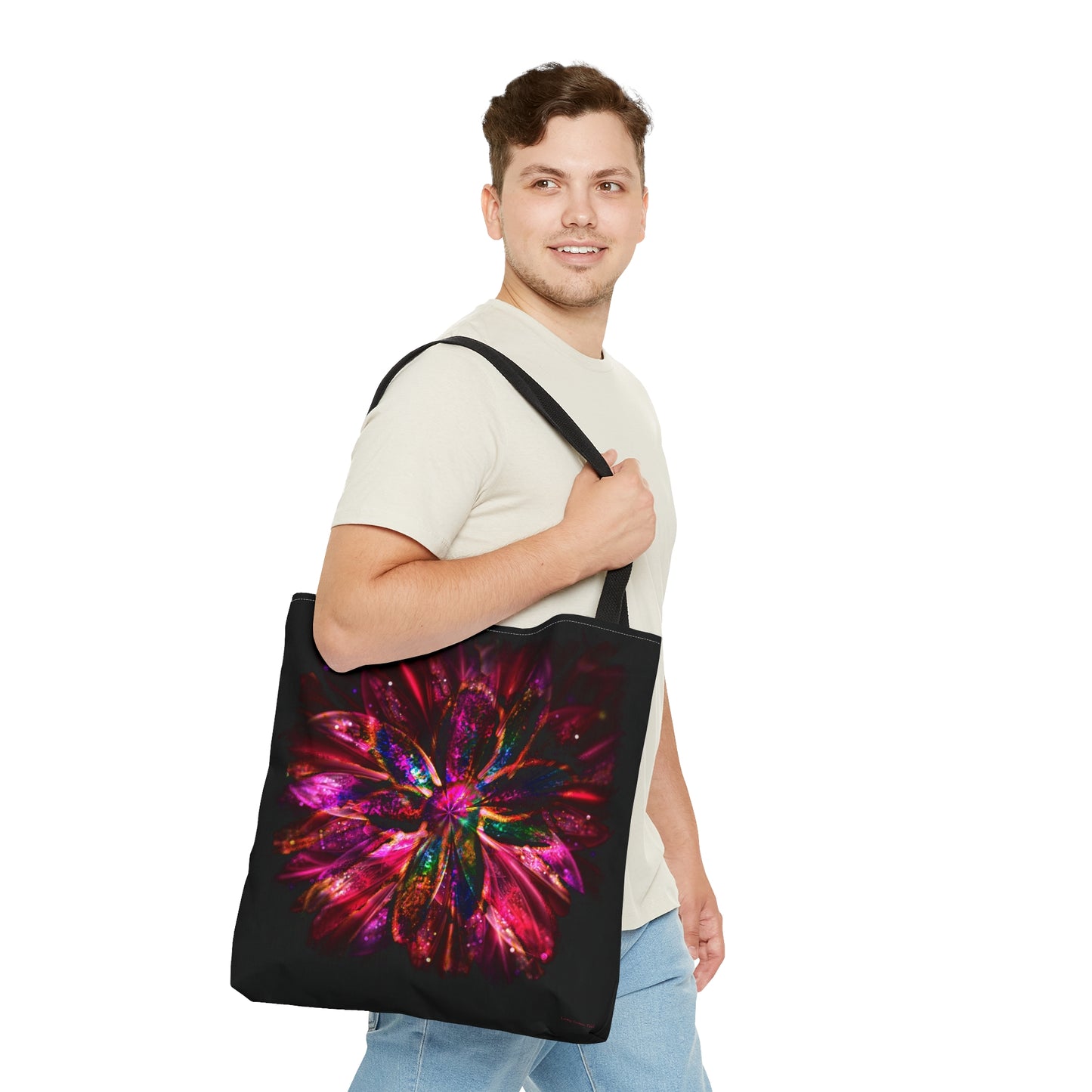 Whimsical neon pink flower art Tote Bag