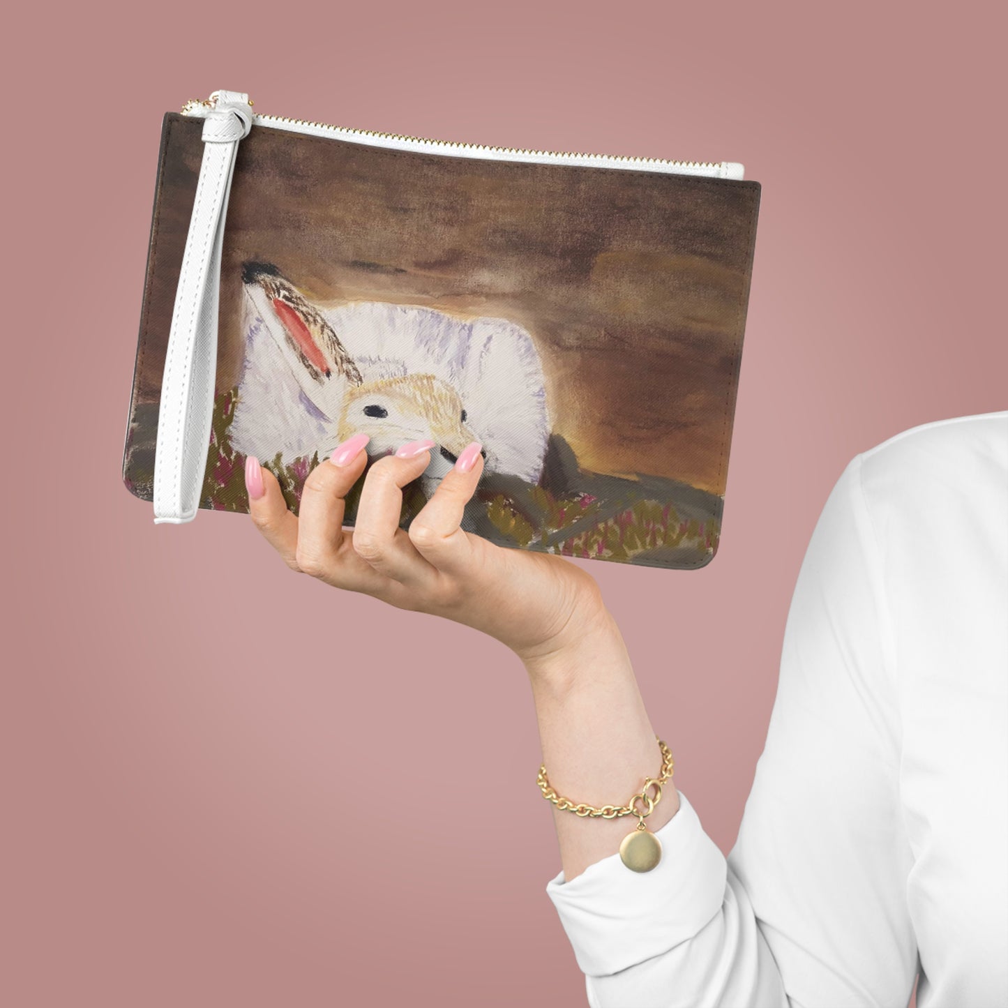 Artic baby hare Clutch Bag