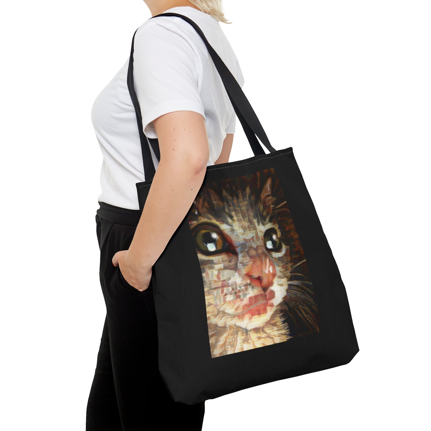 Impressionism cat art tote bag