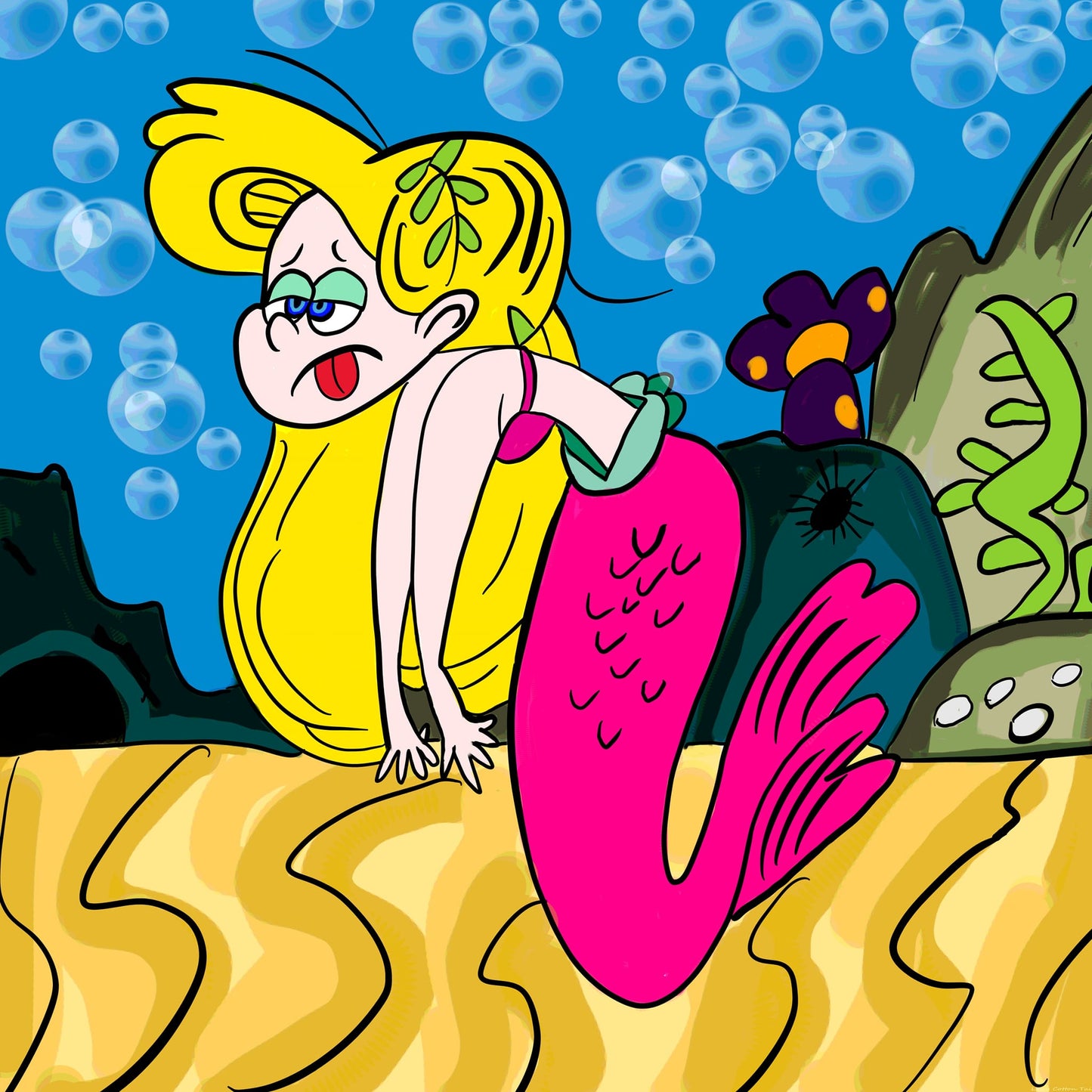 Burn out blonde Mermaid print