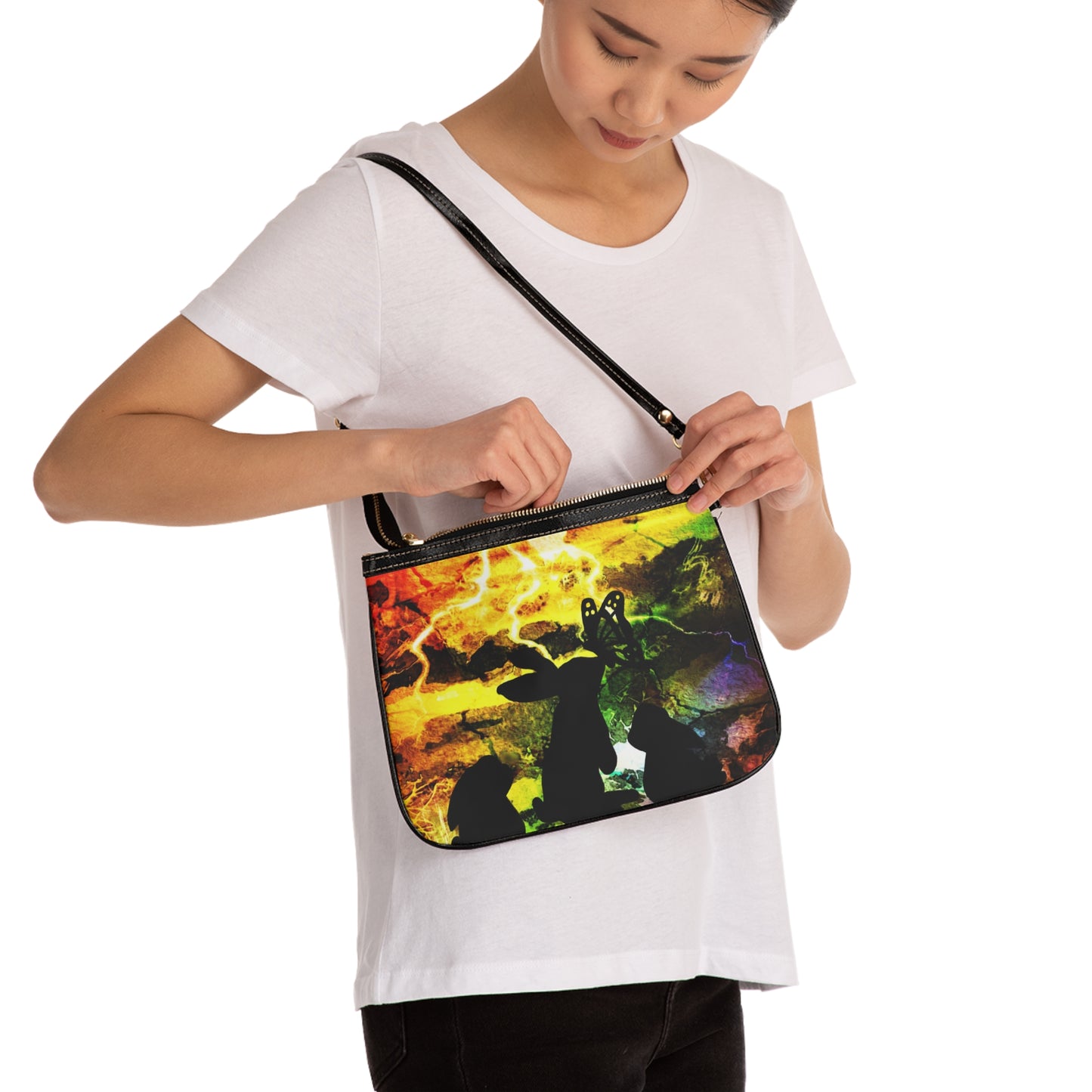 Bunny storm art Small Shoulder Bag
