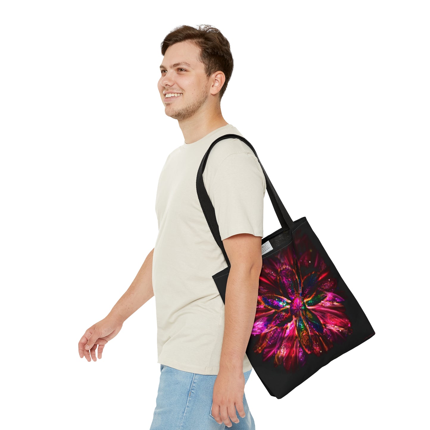 Whimsical neon pink flower art Tote Bag