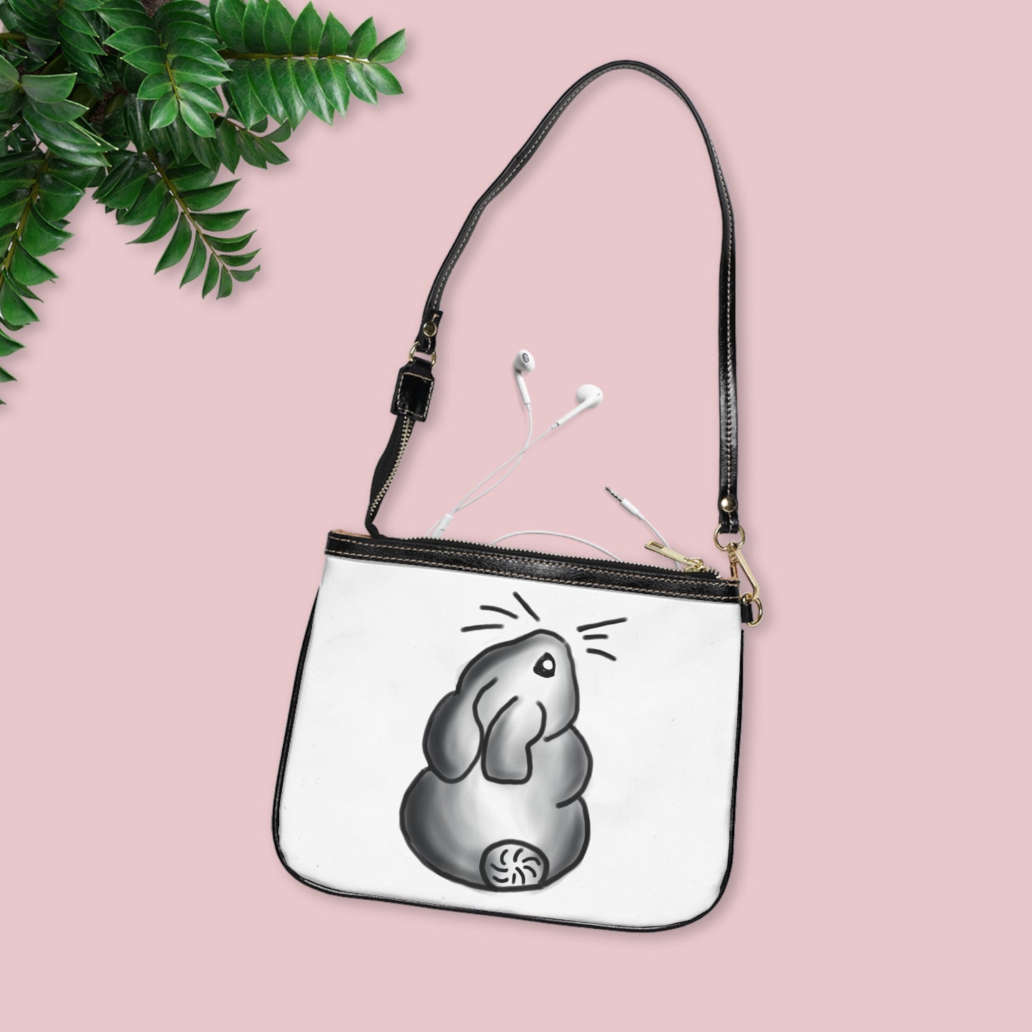 Black and grey bunny art Small Shoulder Bag