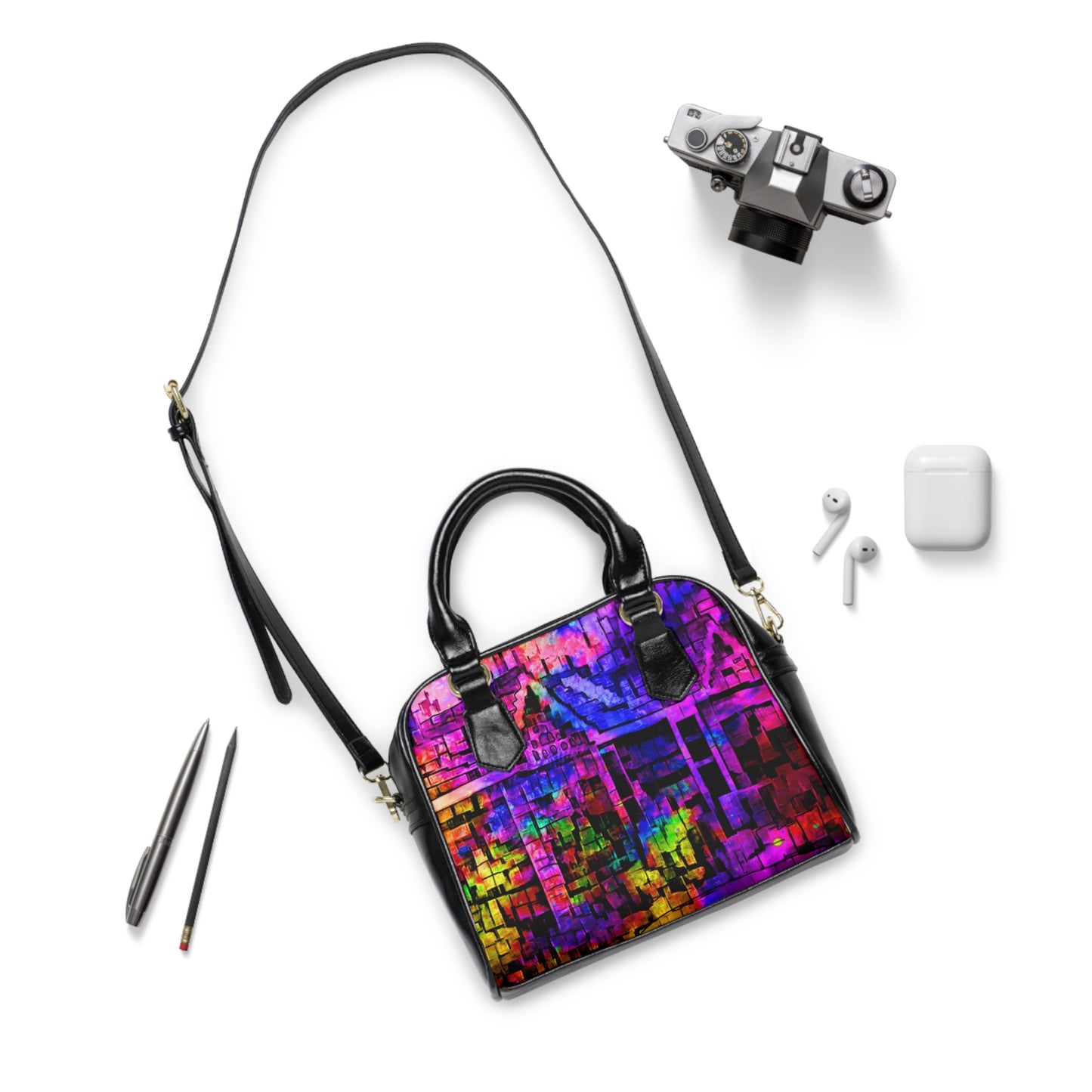 Bottle house art Shoulder Handbag