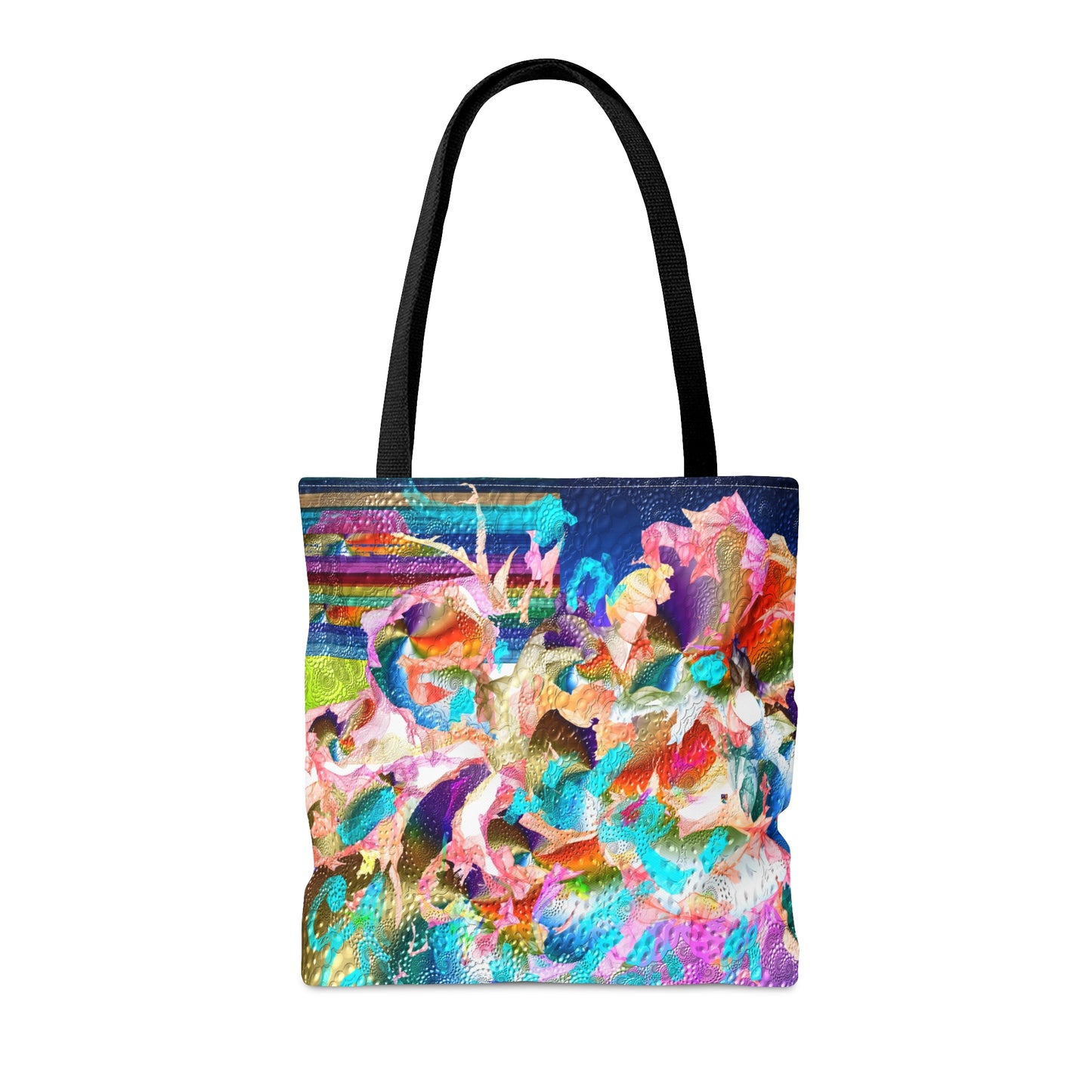 colourful whimsical flower explosion art tote bag