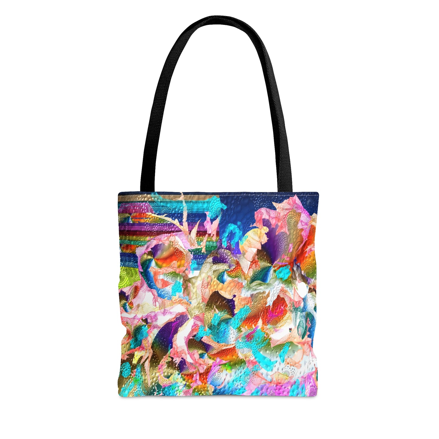 colourful whimsical flower explosion art tote bag