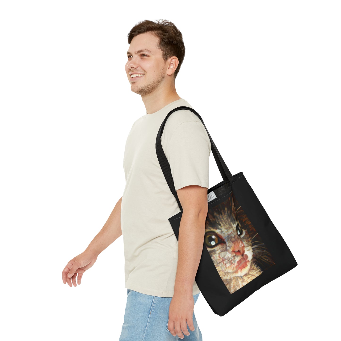 Impressionism cat art tote bag