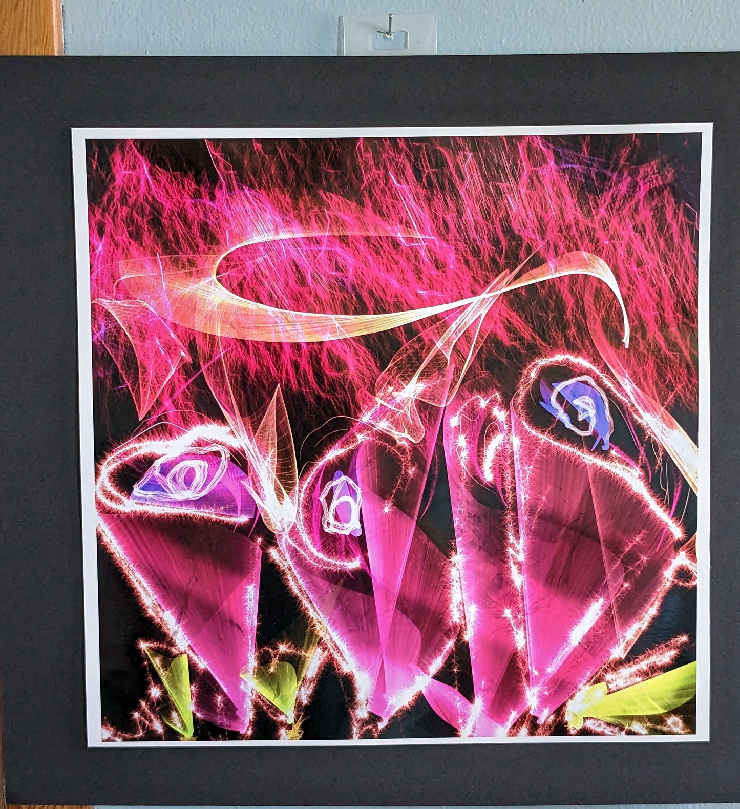 Neon glow rose art special edition metallic prints