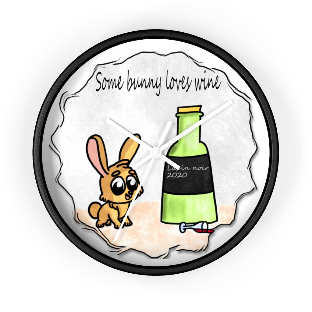 Some bunny loves wine art Wall clock