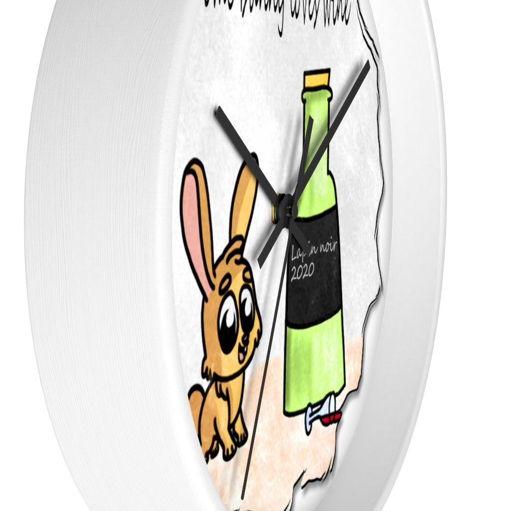 Some bunny loves wine art Wall clock