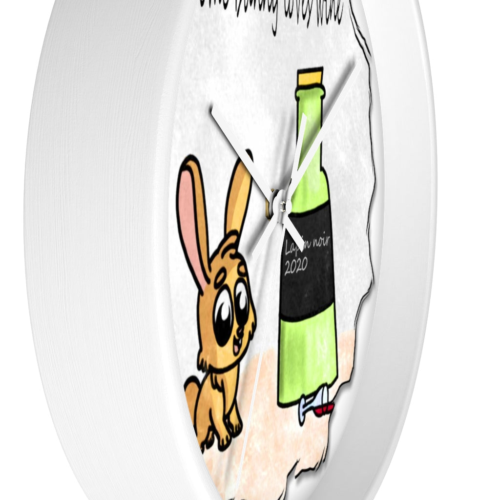 Some bunny loves wine art Wall clock