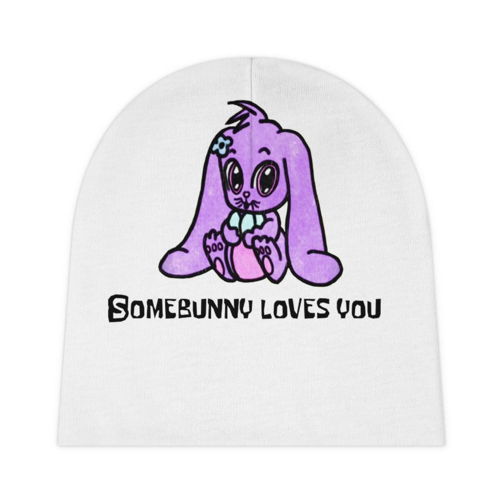 Somebunny loves you art Baby Beanie