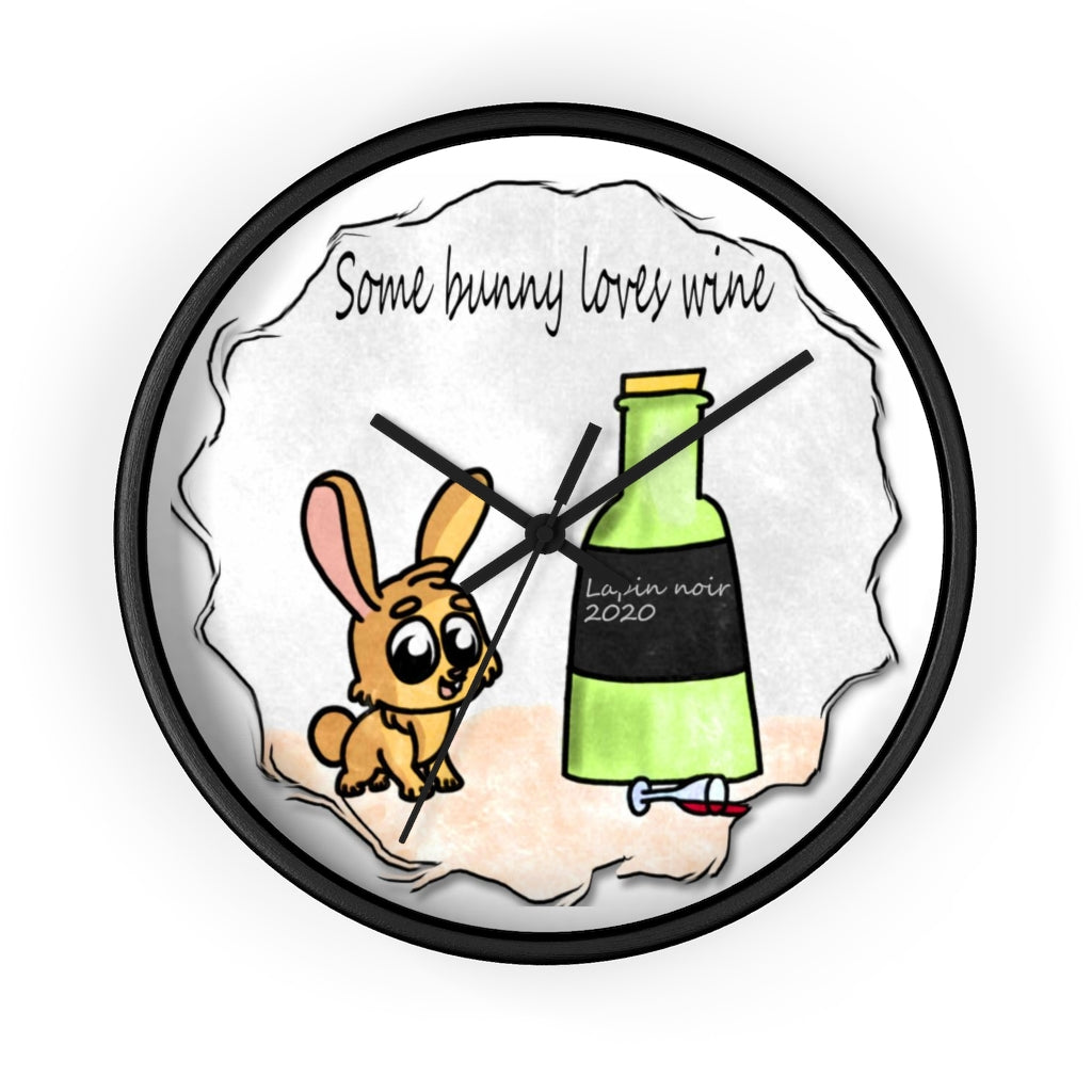 Some bunny loves wine art Wall clock