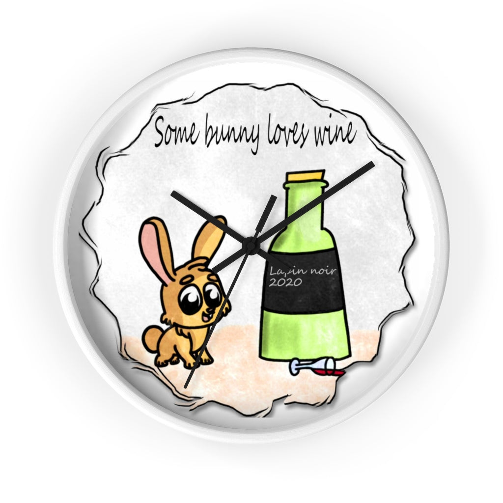 Some bunny loves wine art Wall clock