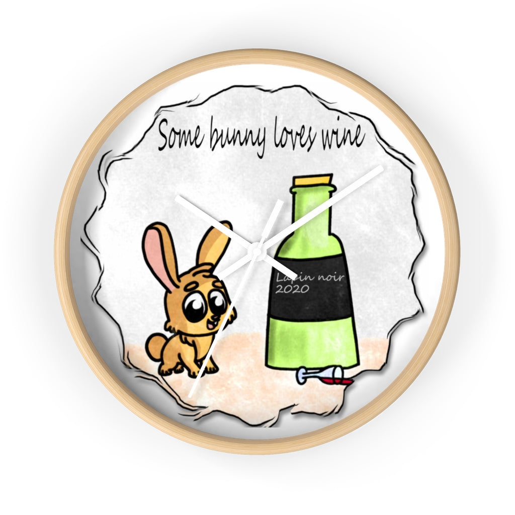 Some bunny loves wine art Wall clock