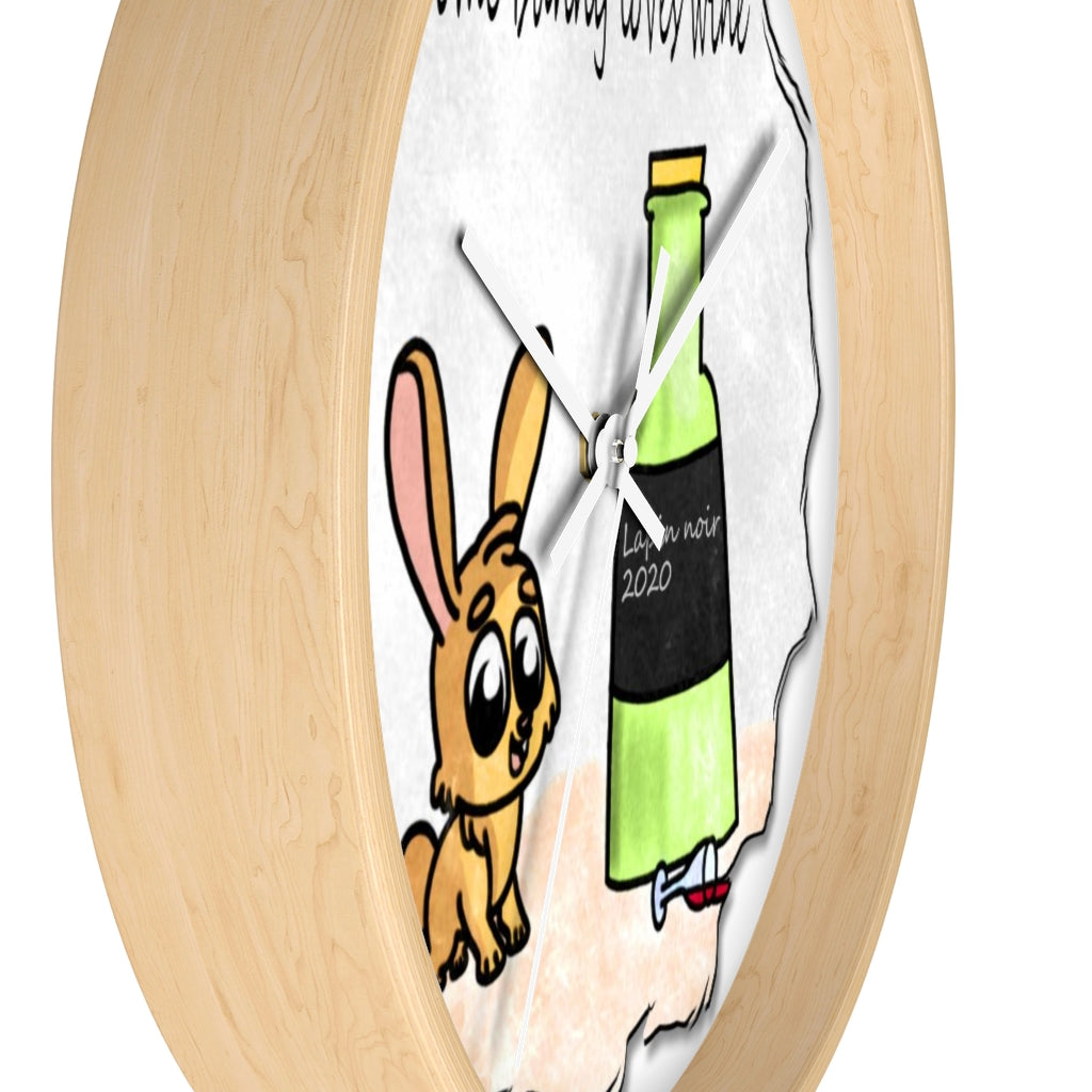 Some bunny loves wine art Wall clock