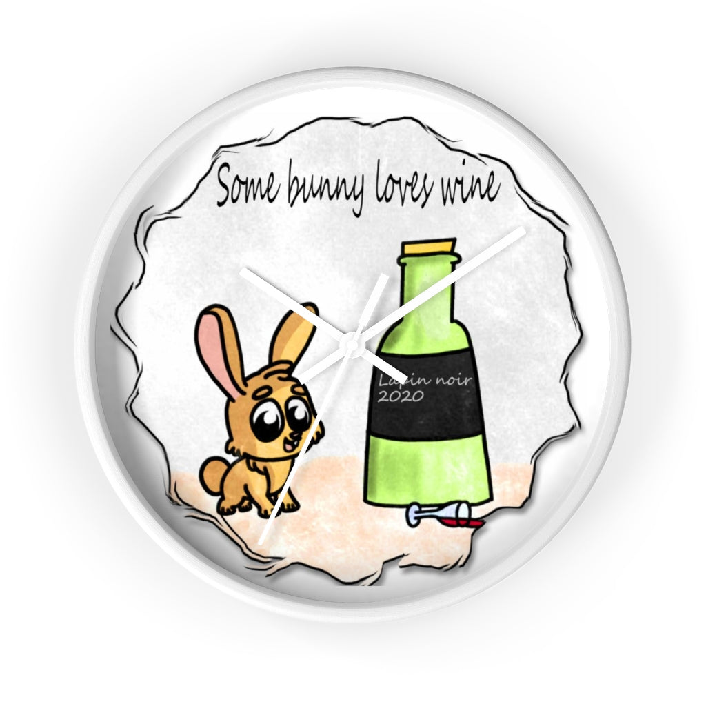 Some bunny loves wine art Wall clock