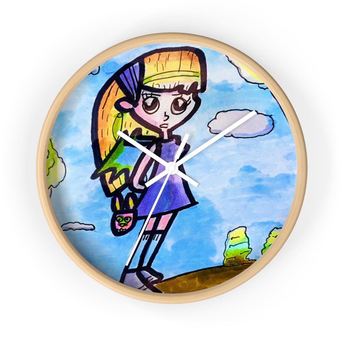 Cartoon girl bat Wall clock