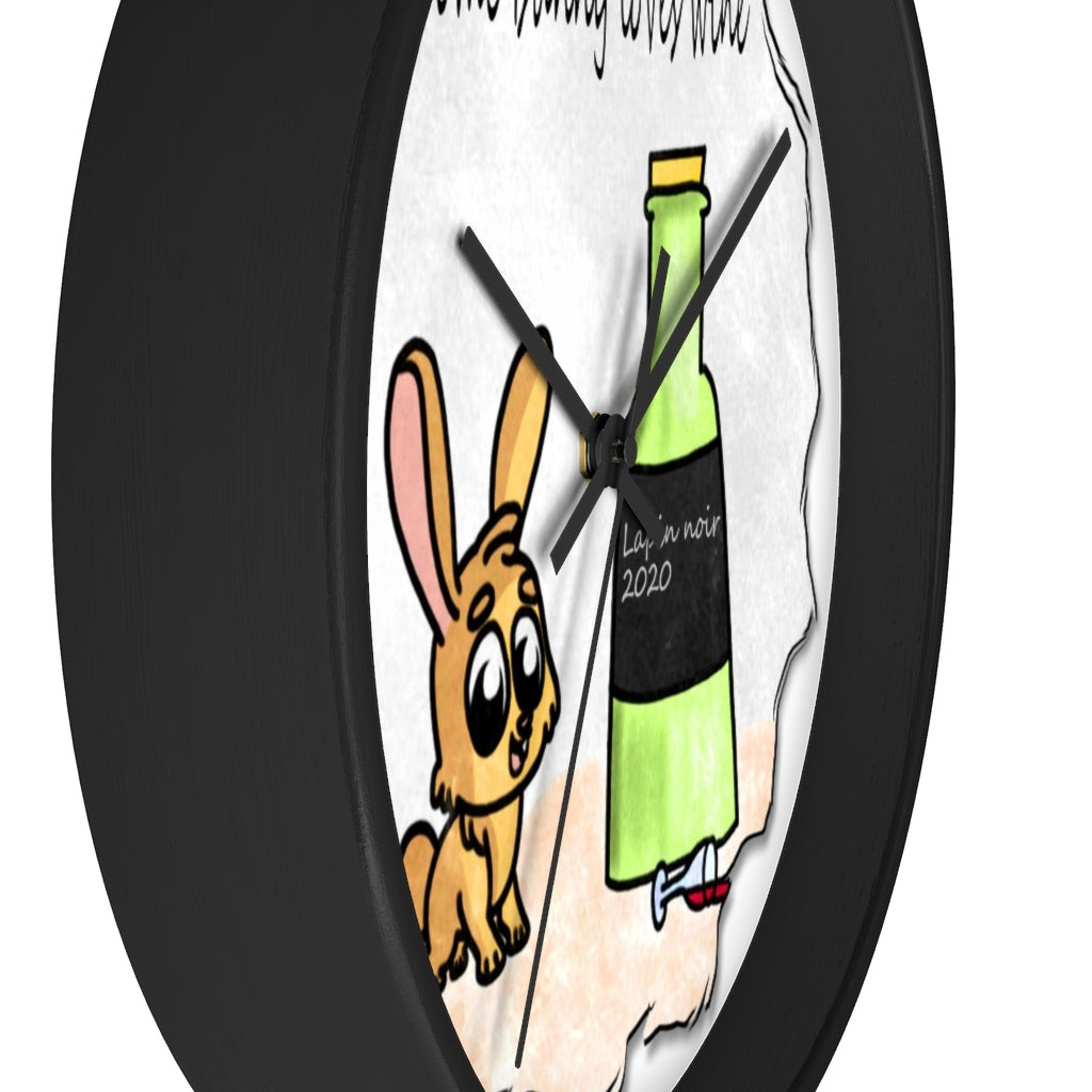 Some bunny loves wine art Wall clock