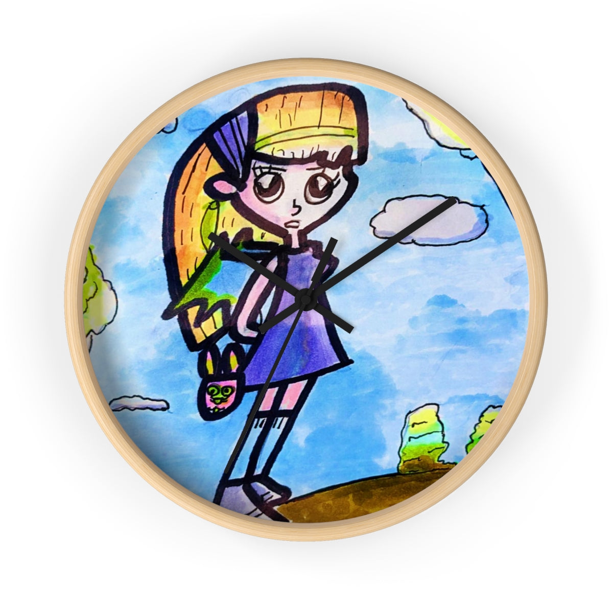 Cartoon girl bat Wall clock