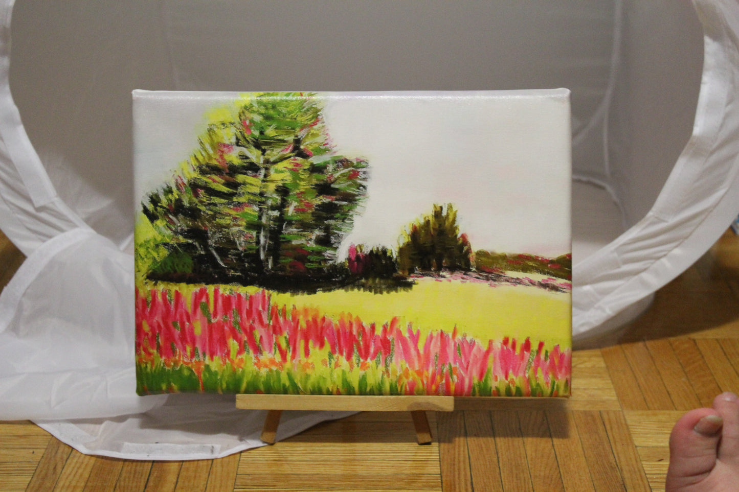 Original art impressionistic summer landscape canvas print 10x15
