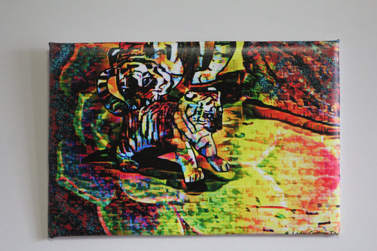 Giant Amur Tiger original art canvas print 12x16