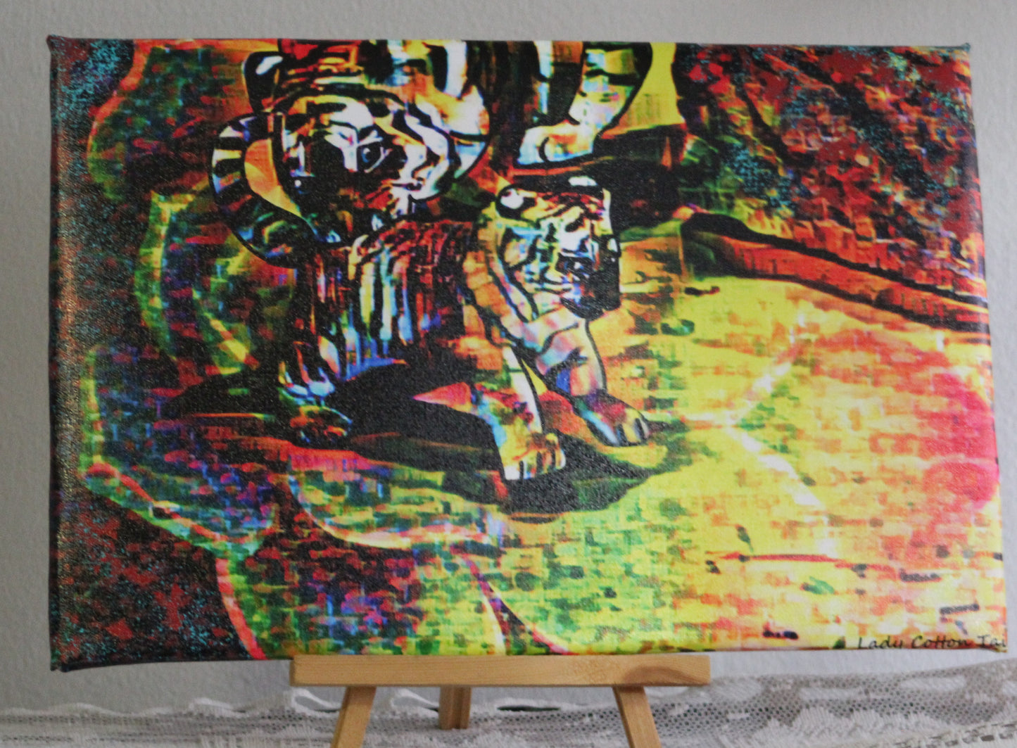 Giant Amur Tiger original art canvas print 12x16