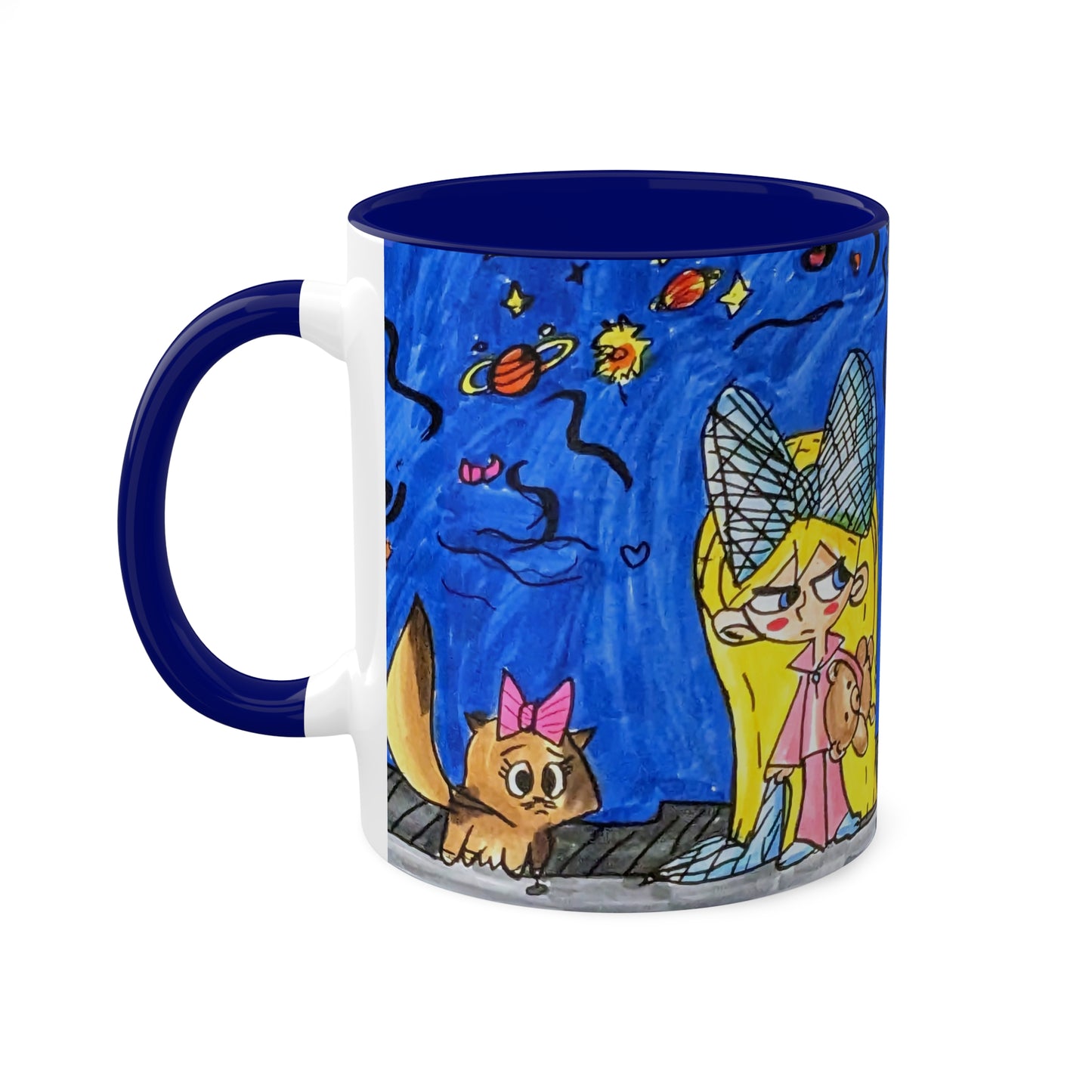 sleepy space girl art 11oz mug