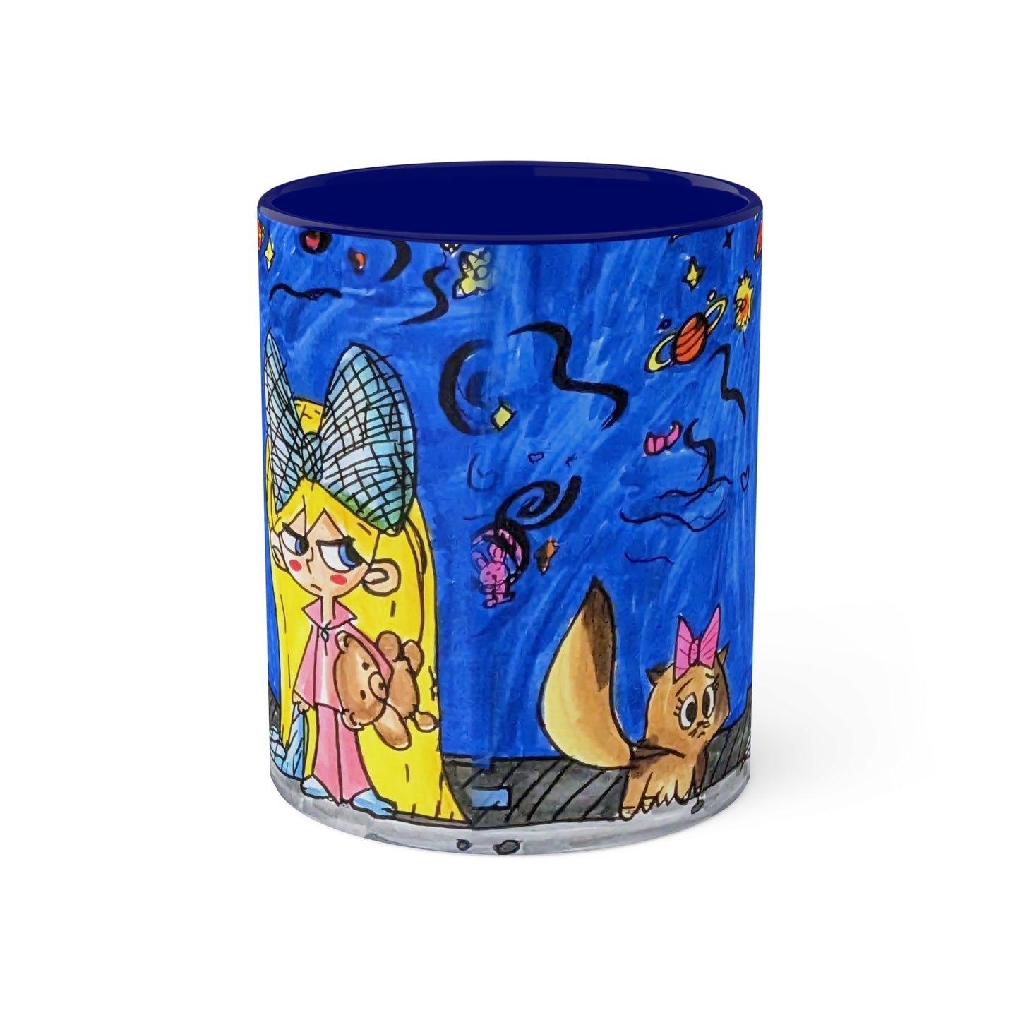 sleepy space girl art 11oz mug