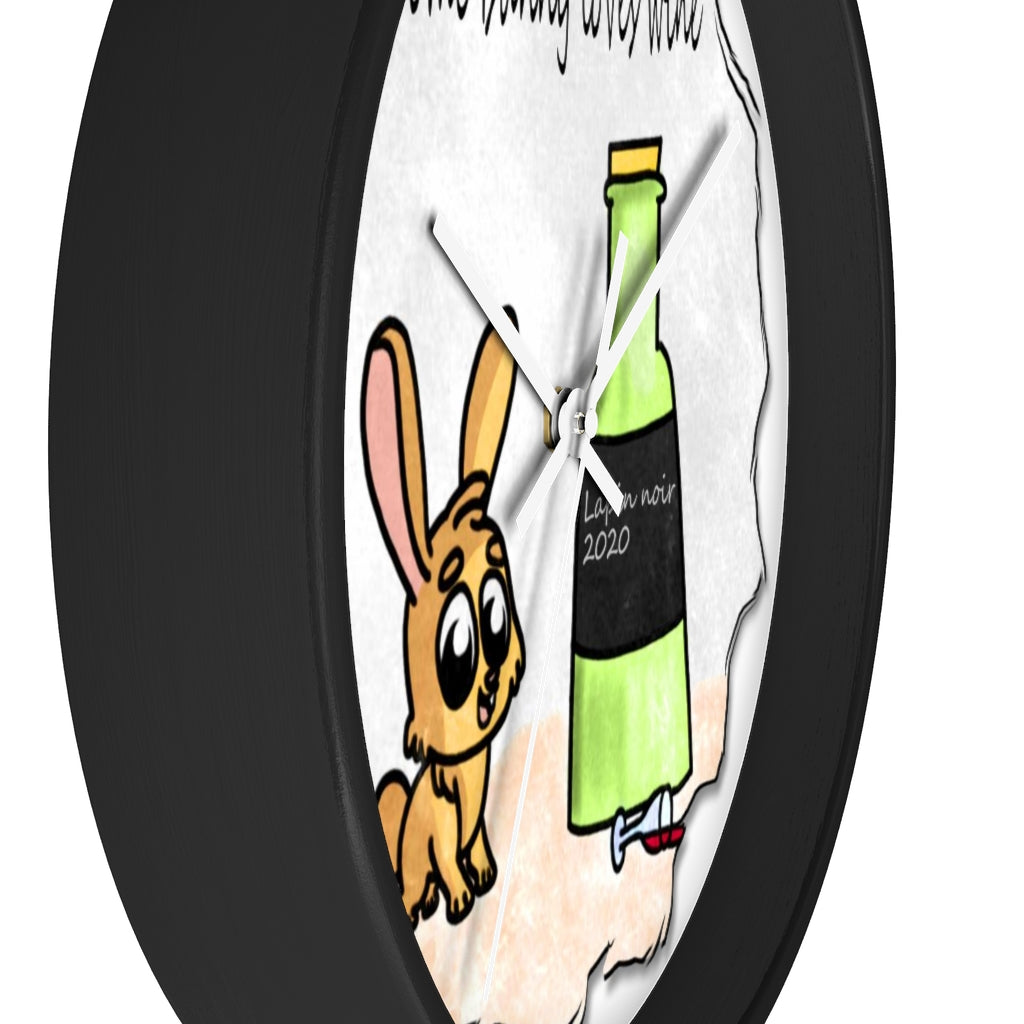 Some bunny loves wine art Wall clock