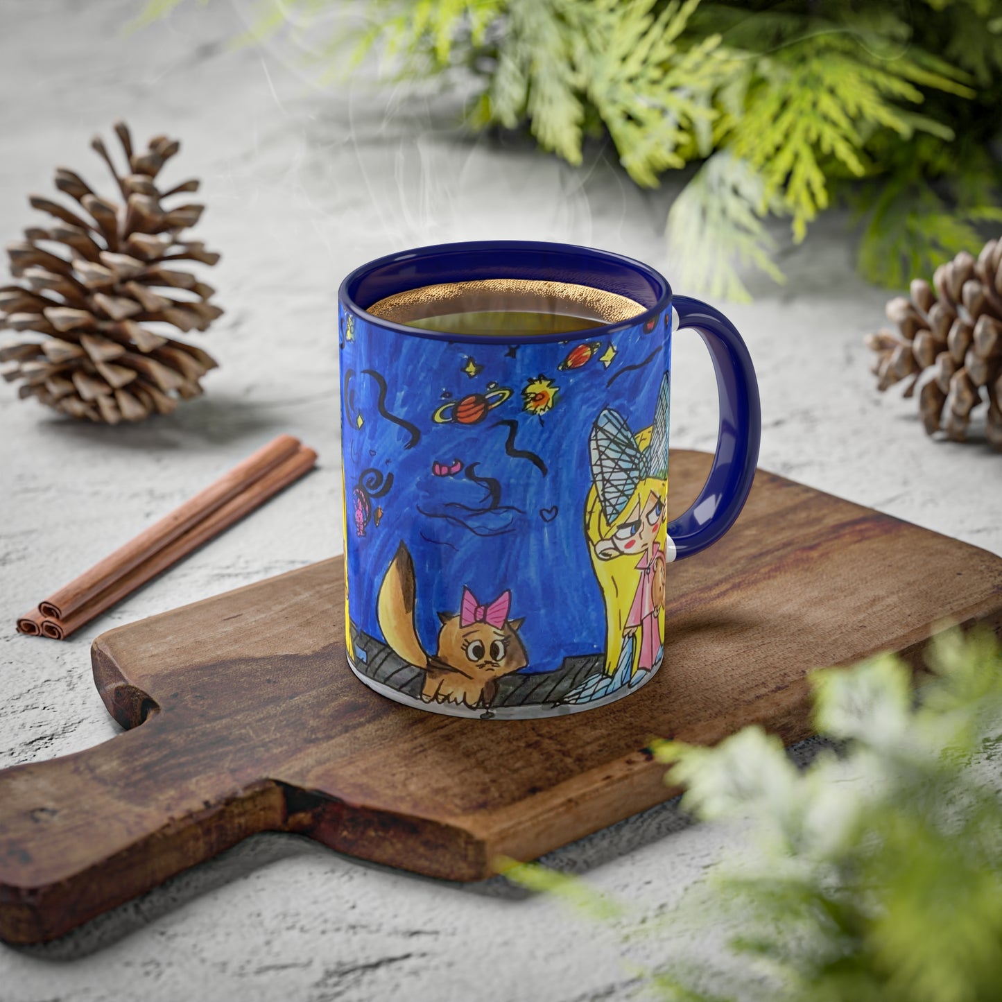 sleepy space girl art 11oz mug