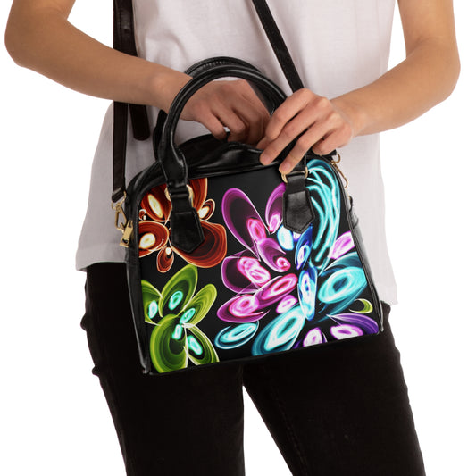 Neon flower art Shoulder Handbag