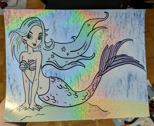 Holographic Mermaid waterfall print 8x10