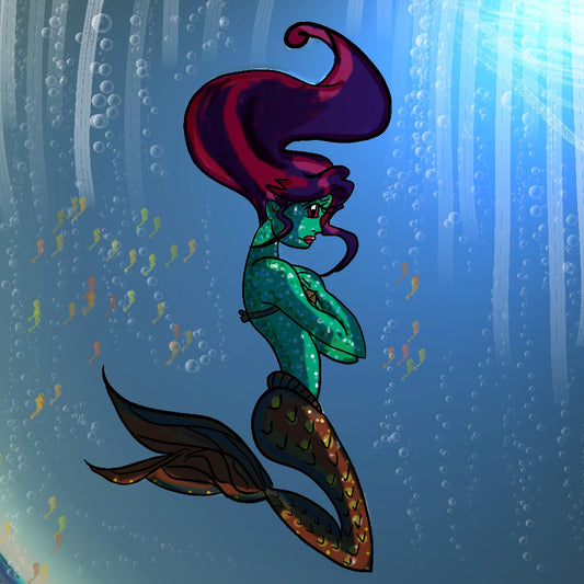 Mermaid under the sea print