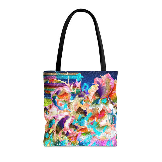 colourful whimsical flower explosion art tote bag