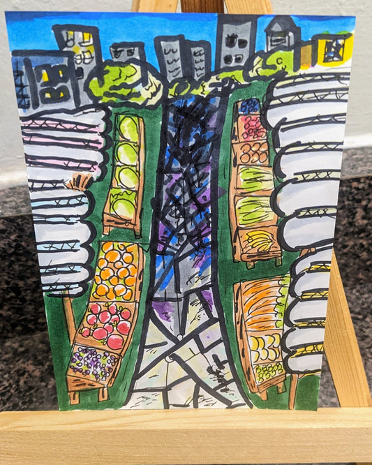 Urban farmers marker pen and ink 6x8