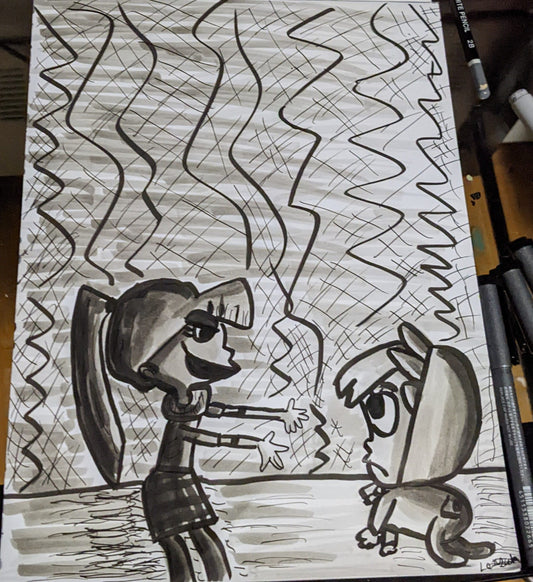 Come take a trip pen and ink 9x12