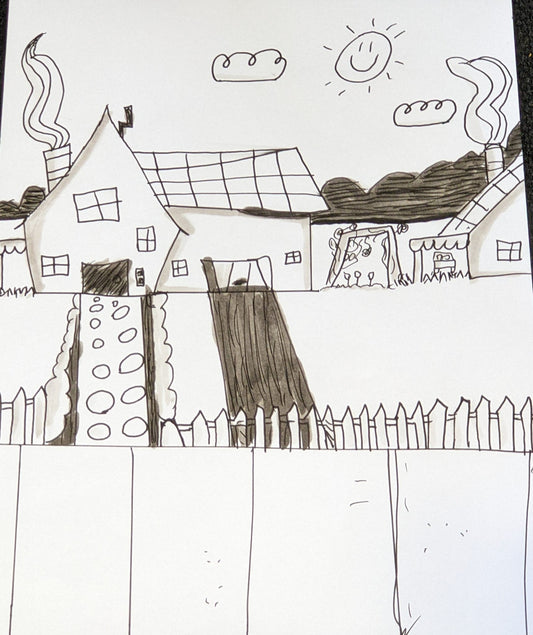 Empty home forever waiting pen and ink 9x12