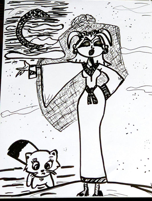 temptation pen and ink 9x12